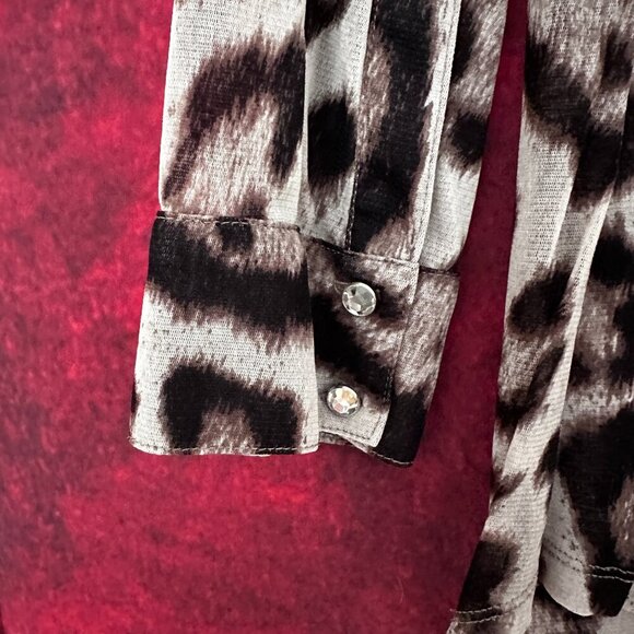 INC INTERNATIONAL CONCEPTS WOMEN'S LONG SLEEVE LEOPARD PRINT BLOUSE, SIZE S-SMAL - Picture 4 of 8